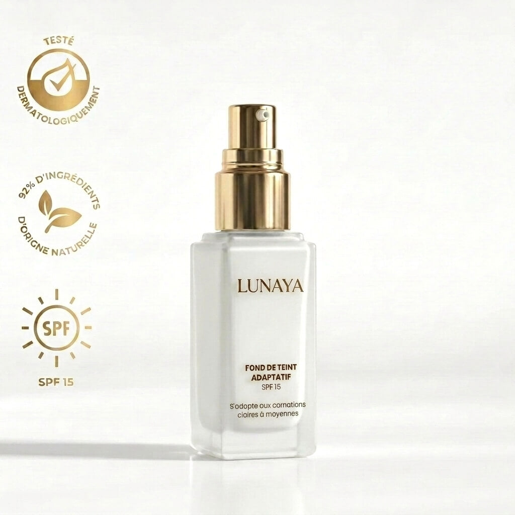 Fond de teint adaptatif 5 en 1 de 30 ml avec pinceau inclu | LUNAYA