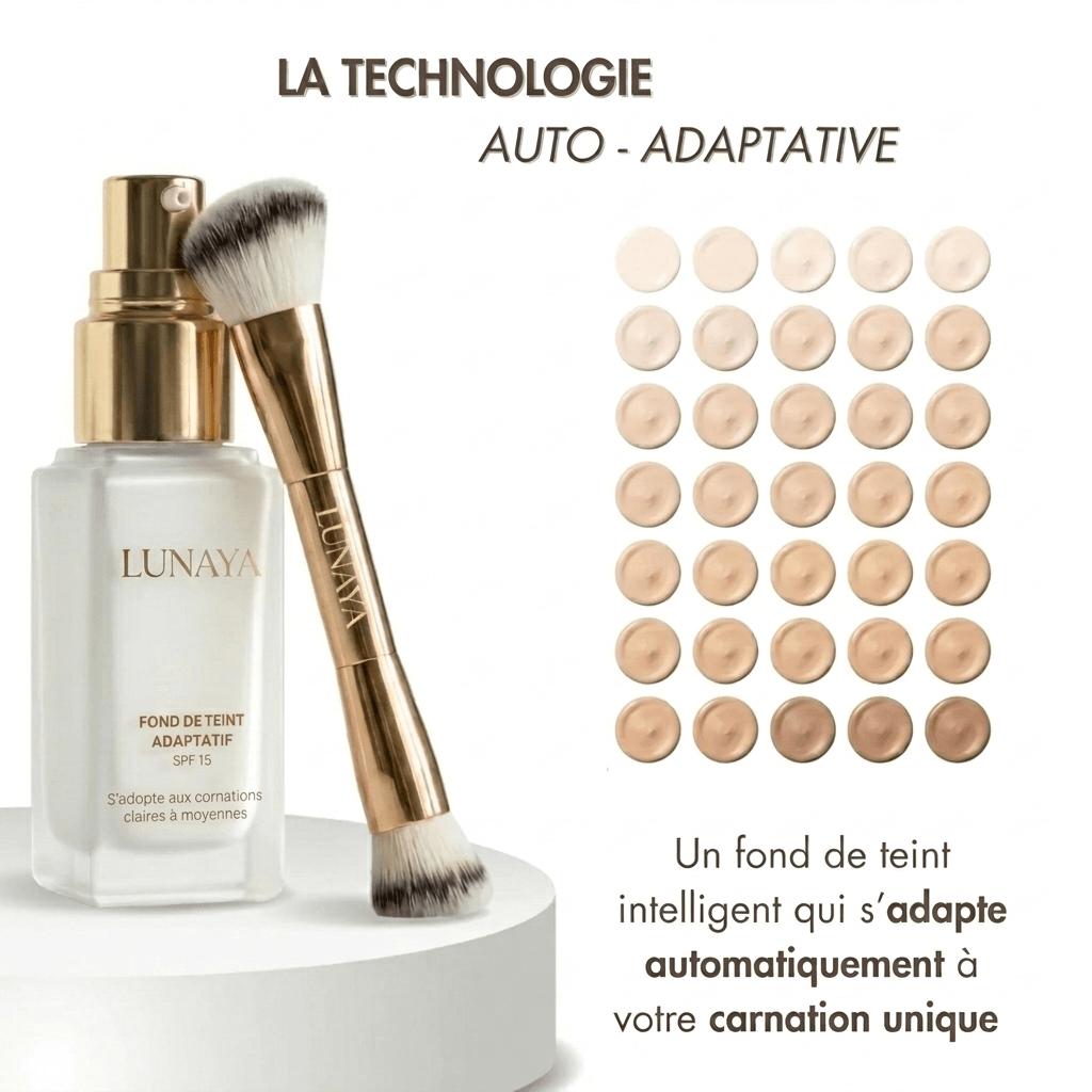 Fond de teint adaptatif 5 en 1 de 30 ml avec pinceau inclu | LUNAYA